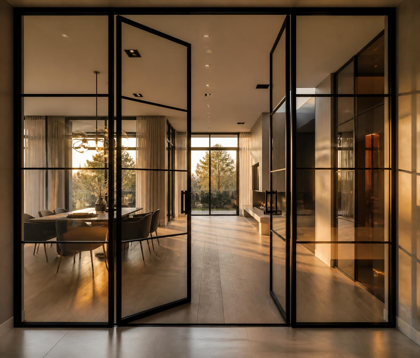 Aluminium framed glass partitions in a modern office